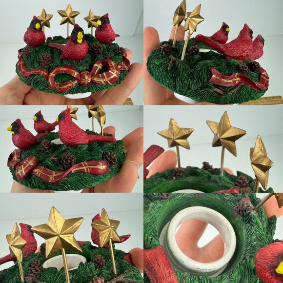 Old Virginia‎ Candle Company Cardinal Birds Gold Stars Candle Capper w Orig Box - Picture 4 of 15
